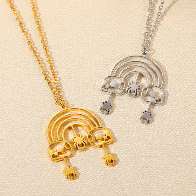 Personality insect mushroom pendant stainless steel necklace