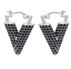 Luxury pave setting cubic zircon colorful V shape earrings