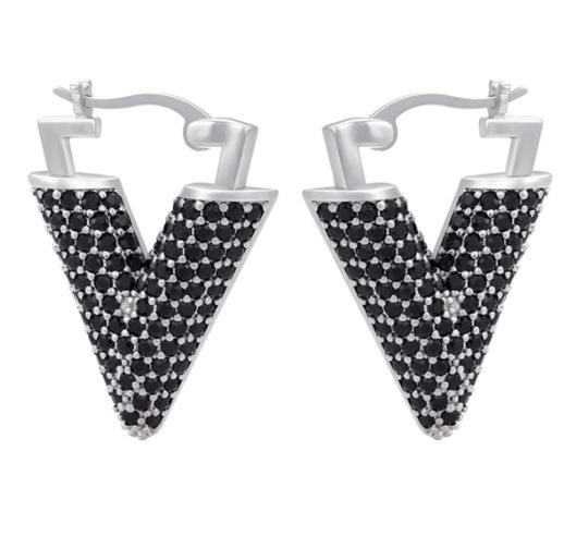 Luxury pave setting cubic zircon colorful V shape earrings
