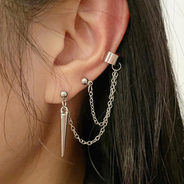 Creative personality leaf alloy ear cuff set