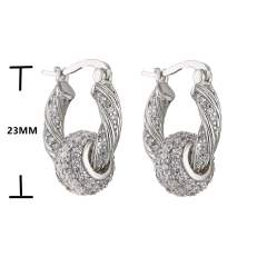 Delicate pave setting cubic zircon ball copper huggie earrings