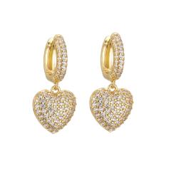 Delicate pave setting cubic zircon diamond heart copper necklace set