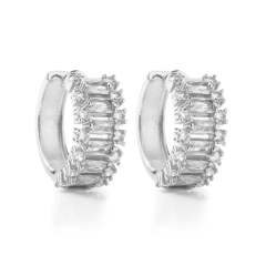 Elegant pave setting cubic zircon gold plated copper hoop earrings