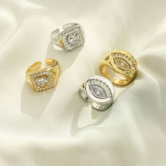 Delicate cubic zircon evil eye hasma copper rings