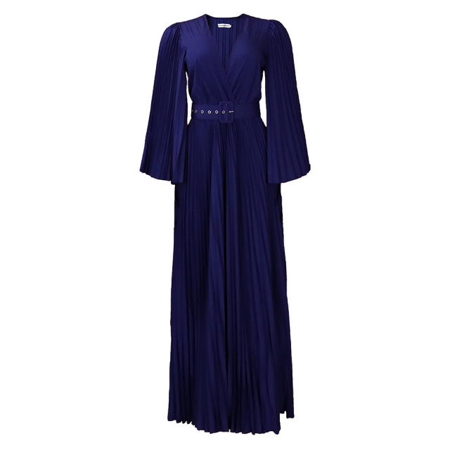Plain color v neck maxi dress
