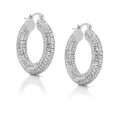 Elegant pave setting cubic zircon gold plated copper hoop earrings