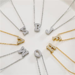 Occident fashion diamond initial copper necklace
