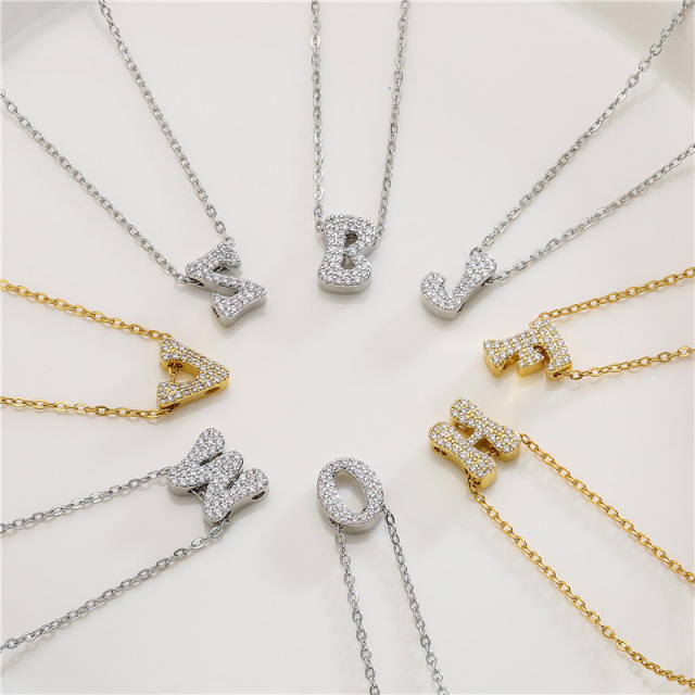 Occident fashion diamond initial copper necklace