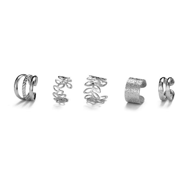 Creative personality leaf alloy ear cuff set