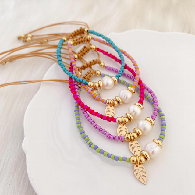 Boho water pearl colorful seed bead bracelet