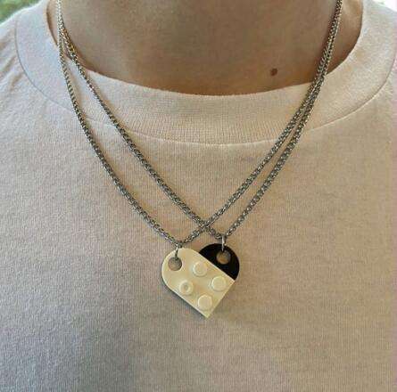 Occident fashion popular lego heart necklace