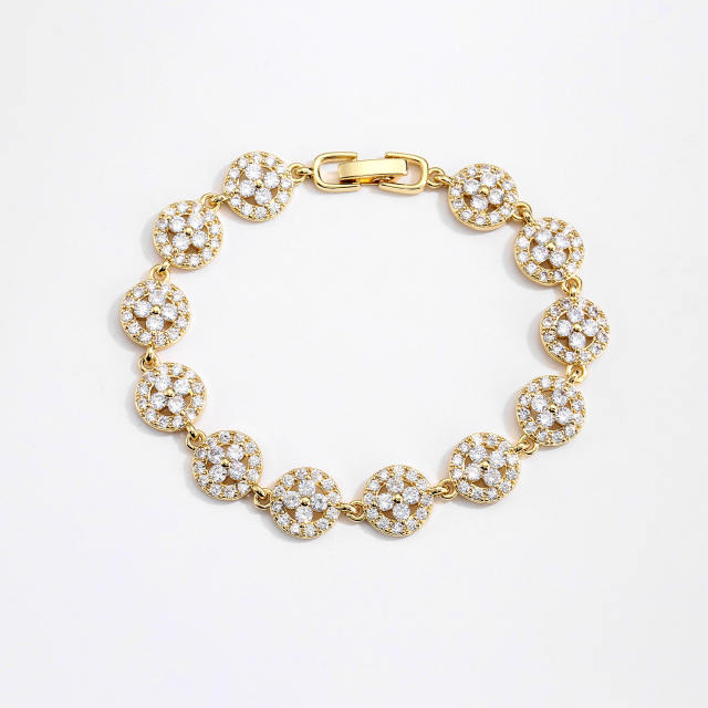 Delicate cubic zircon setting diamond copper tennis bracelet
