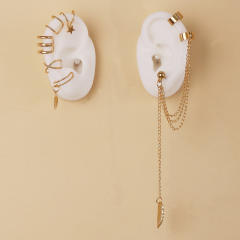 Creative personality leaf alloy ear cuff set
