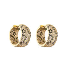 Luxury leopard grain pave setting cubic zircon copper huggie earrings