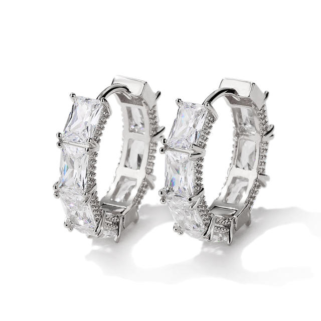 Delicate cubic zircon diamond copper hoop earrings
