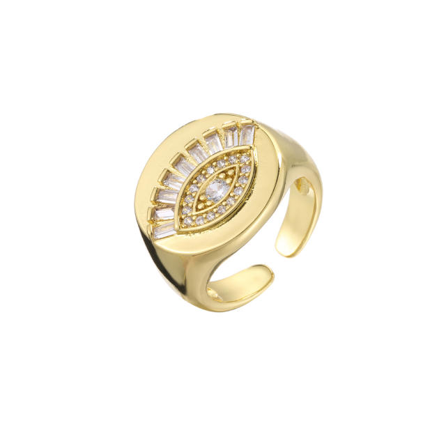Delicate cubic zircon evil eye hasma copper rings