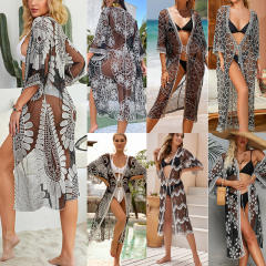 Summer design sexy black lace swimsuit cover up cardigan