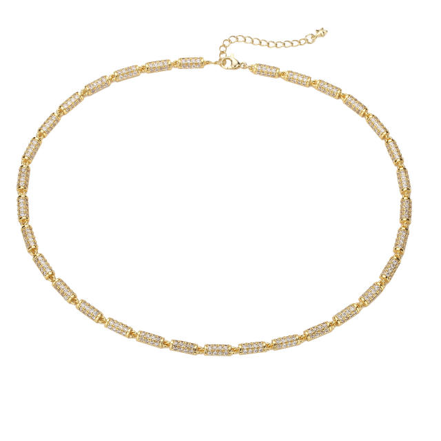 Delicate pave setting cubic zircon diamond copper necklace set