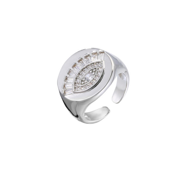 Delicate cubic zircon evil eye hasma copper rings