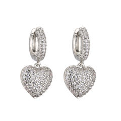 Delicate pave setting cubic zircon diamond heart copper necklace set