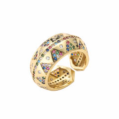 Delicate rainbow cubic zircon diamond chunky rings