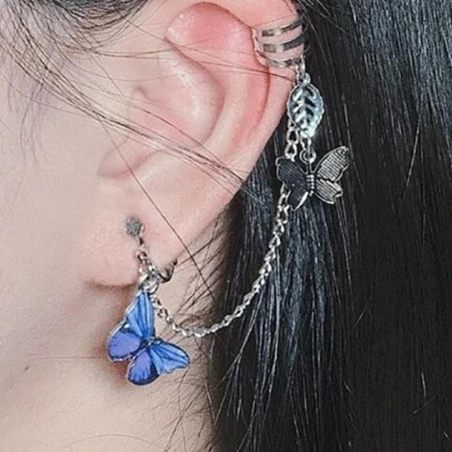 Creative personality leaf alloy ear cuff set