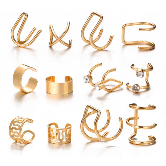 Creative personality leaf alloy ear cuff set