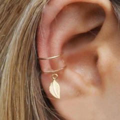 Creative personality leaf alloy ear cuff set