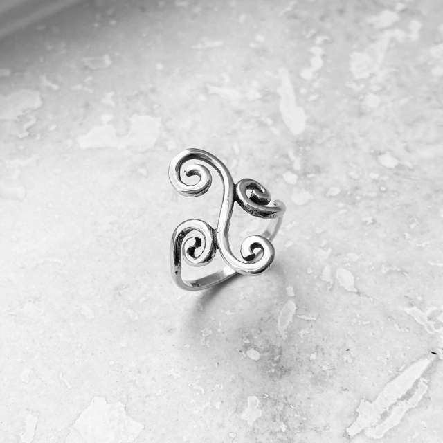 Boho vintage silver color whirlpool adjustable rings