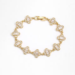 Delicate cubic zircon setting diamond copper tennis bracelet