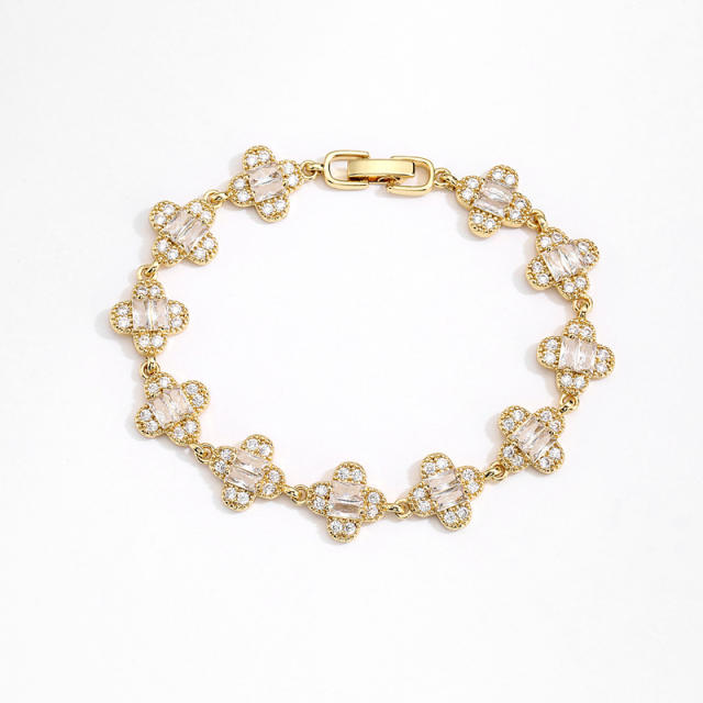 Delicate cubic zircon setting diamond copper tennis bracelet