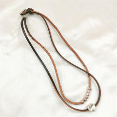 Boho two layer velvet heart bead choker