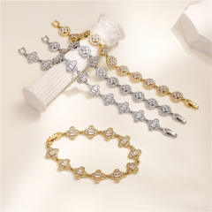 Delicate cubic zircon setting diamond copper tennis bracelet