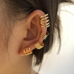 Creative personality leaf alloy ear cuff set