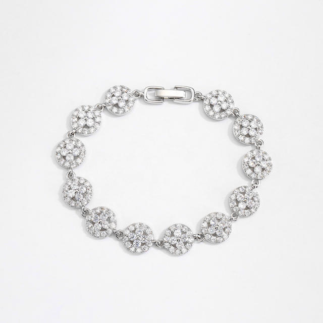 Delicate cubic zircon setting diamond copper tennis bracelet
