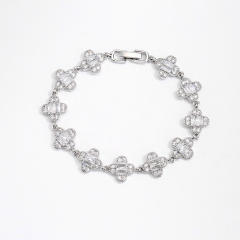 Delicate cubic zircon setting diamond copper tennis bracelet