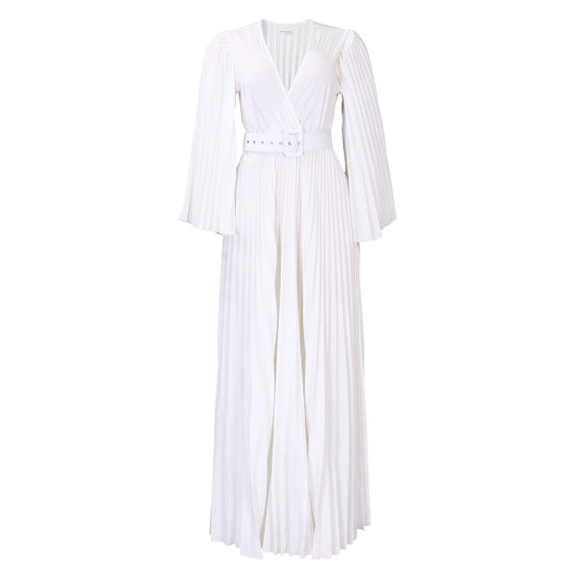 Plain color v neck maxi dress