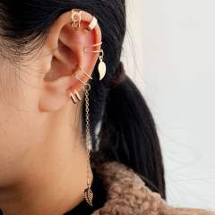 Creative personality leaf alloy ear cuff set