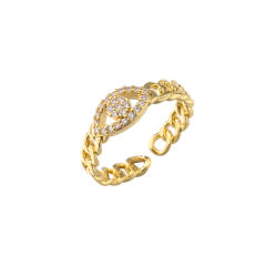 Delicate cubic zircon evil eye hasma copper rings