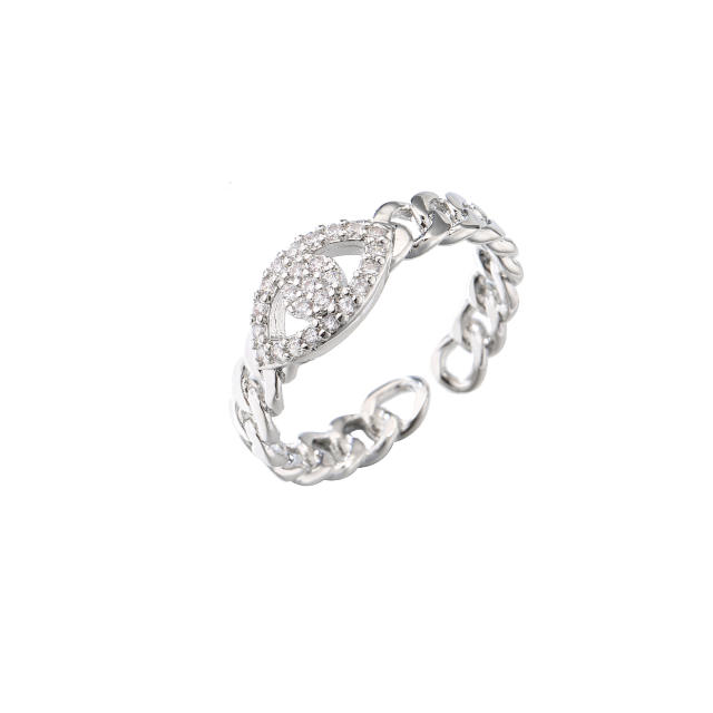 Delicate cubic zircon evil eye hasma copper rings