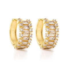 Elegant pave setting cubic zircon gold plated copper hoop earrings