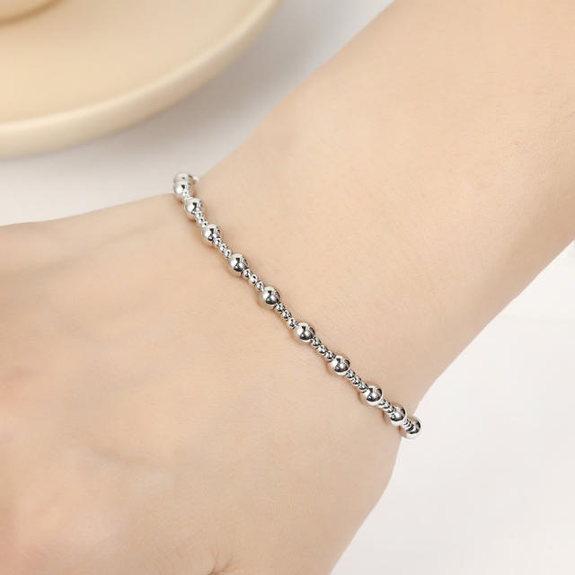 Stainless steel bead elastic bracelet