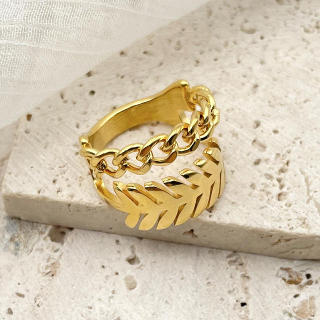 INS easy match leaf two layer stainless steel rings