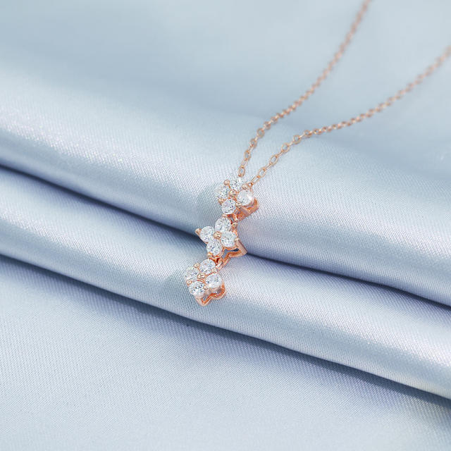 925 sterling silver cubic zircon clover heart dainty necklace