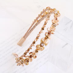 Baroque color glass crystal two layer elegant headband
