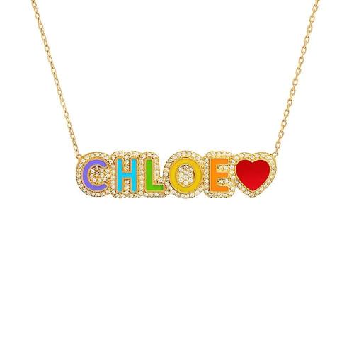 Delicate color enamel copper custom name necklace
