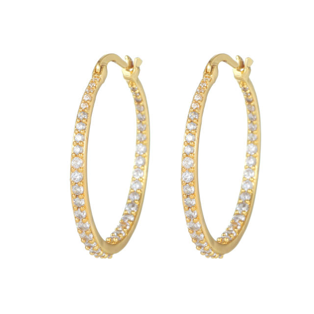 18K gold plated copper diamond hoop earrings