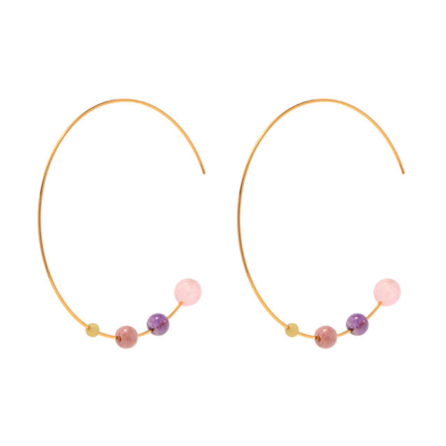 Summer design chic hoop stainless steel earrings with crystal stone