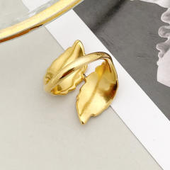 14K hug leaf design stainless steel rings