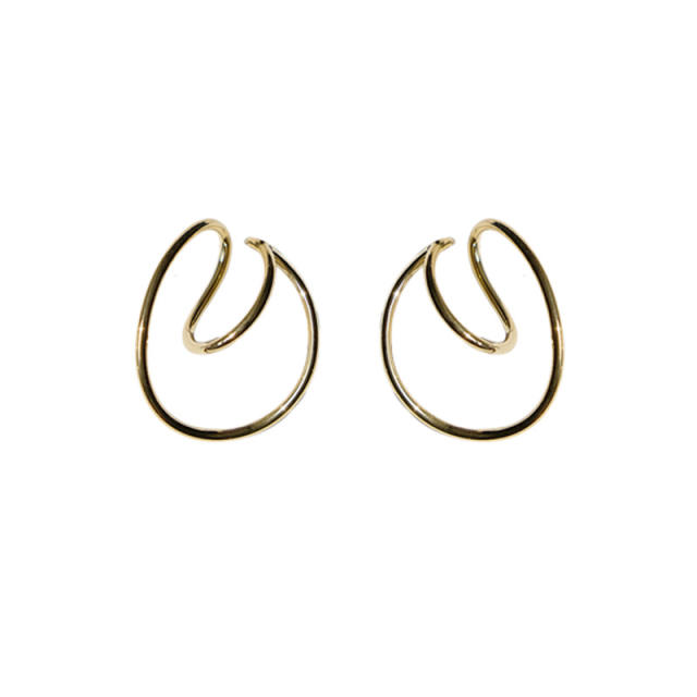 Personality geometric line circle gold plated copper ear cuff ear wrap